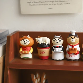 Семейство кошек, которые любят хлеб, милые креативные украшения из серии пекарен в японском стиле, мини-украшения