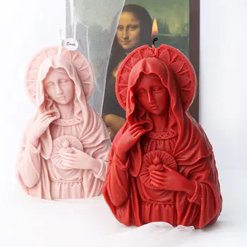 силиконовая форма для свечи Девы Марии размером 19 см, статуя Мадонны, форма для свечи, бюст классической греко-римской фигуры, силиконовые формы, форма из смолы