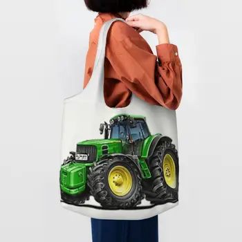 Симпатичная сумка для покупок в виде трактора, многоразовые сумки для покупок, холщовая сумка для покупок на плечо, сумки