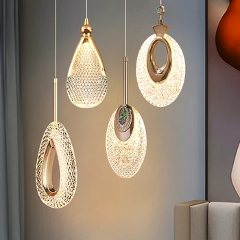 Скандинавская хрустальная люстра, Светодиодные подвесные светильники для спальни, столовой, кухни, светильник, светодиодный светильник для домашнего декора