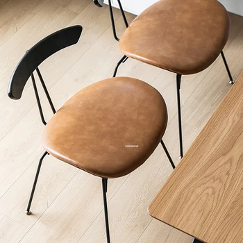 Скандинавские винтажные обеденные стулья с кожаной спинкой, Железный Дизайнерский диван-кресло для отдыха, Мебельная промышленность, Гостиничный обеденный стул