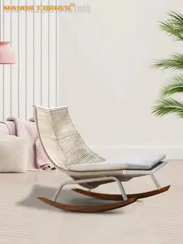 Скандинавский балкон, кресло-качалка для отдыха, чайный столик, комбинация из ротанга на открытом воздухе, 3 комплекта маленького дивана, Ленивый дворик