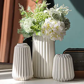 Скандинавский современный декор Белые керамические вазы Керамические цветочные горшки для украшения рабочего стола дома