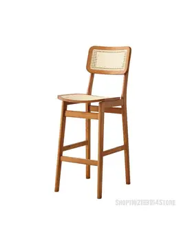 Скандинавский современный ротанговый стул шезлонг барный стул для проживания в семье барный стул из массива дерева для домашней гостиной стул с высокой спинкой для стула