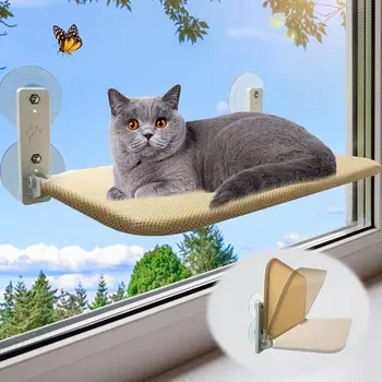 Складная жердочка для кошачьего окна, беспроводной гамак для кошачьего окна с 4 прочными присосками, Подоконник, Кошачьи кровати, сиденье для домашних кошек внутри