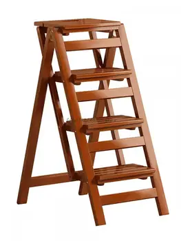 Складная лестница из массива дерева, бытовая лестница, стул, табурет для лазания, многофункциональная четырехступенчатая стремянка без