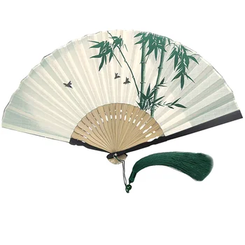 Складной веер для танцевальной вечеринки, ткань для танцев, складные веера в китайском стиле, фото, бамбуковое украшение, складные женские веера