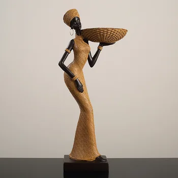 Скульптура Африканской женщины из смолы, Домашний Декор, Украшения для гостиной, Креативные Тканые Узоры, Статуэтка-поделка Африканской Леди