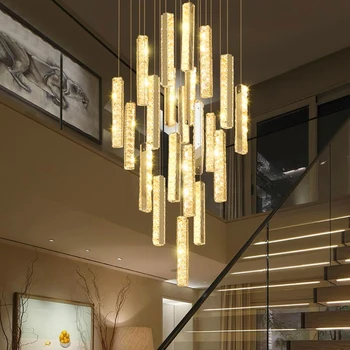 Современный домашний декор Столовая светодиодная хрустальная люстра Внутреннее освещение Лестничная люстра Подвесной светильник в гостиной