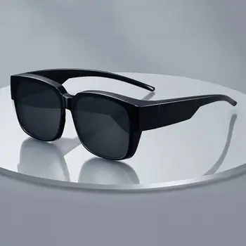 Солнцезащитные очки с защитой от ультрафиолета, которые можно носить поверх других очков для женщин и мужчин, модные квадратные солнцезащитные очки с оберткой для вождения