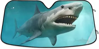 Солнцезащитный козырек 3D Shark на лобовом стекле автомобиля Блокирует УФ-козырек, зонт и повреждения Прост в использовании Подходит для ветровых стекол всех размеров