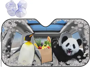 Солнцезащитный козырек на лобовом стекле автомобиля Складная крышка солнцезащитного козырька Panda Penguin УФ-блок для автомобиля Солнцезащитный козырек на лобовом стекле автомобиля для транспортных средств