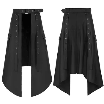 Средневековый Ренессанс готический нерегулярные плиссированные юбки для мужчин стимпанк рок платье Хэллоуин Викинг партии косплей костюм 