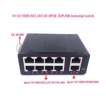 Стандартный протокол 802.3AF/AT 48V POE OUT/48V poe коммутатор 100 Мбит/с, 8-портовый POE с 2-портовой восходящей линией связи/NVR