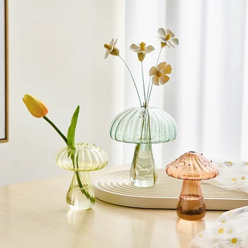 Стеклянная ваза в форме гриба, Гидропонная ваза для растений, Креативные поделки из стекла, стеклянная ваза для гостиной, Цветочный декор для дома