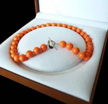 стиль AAA + 12 мм оранжево-желтое жемчужное ожерелье в виде ракушки