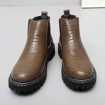 Стильная кожаная мужская уличная обувь с высоким берцем, новое поступление 2023 года, универсальные мужские мотоциклетные ботинки, удобные для мужчин военные ботинки