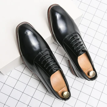 Стильная мужская обувь с острым носком, повседневная обувь 2023 года, Новое поступление, Деловая обувь на шнуровке для мужчин, Обувь для прически, Кожаная мужская обувь для ходьбы