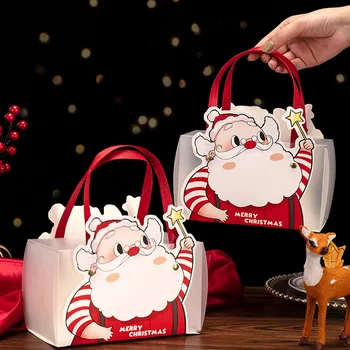 Сумки 3x4 с дизайнерской рождественской коробкой-тоут, подарочная сумка, Рождественская сумка Санта-Клауса, Рождественская сумка Санта-Клауса, Подарочная кошечка, Рождественская оберточная бумага