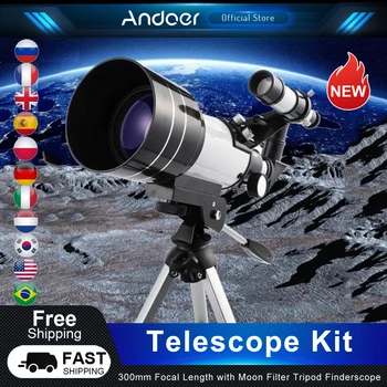 Телескоп Andoer F30070M 70 мм С Большой Апертурой Астрономический Рефрактор 300 мм С Фокусным Расстоянием Телескоп Лунный Фильтр Штатив Finderscope