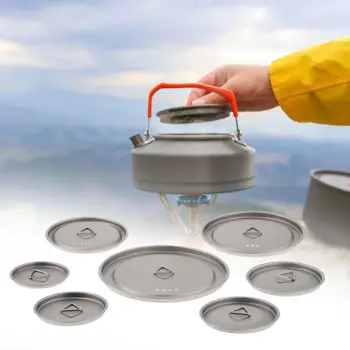 Титановая крышка для кружек на открытом воздухе Кухонная посуда для приготовления пищи Крышка для походного горшка Посуда для стаканов с молоком для питья Крышка для пеших прогулок пикника