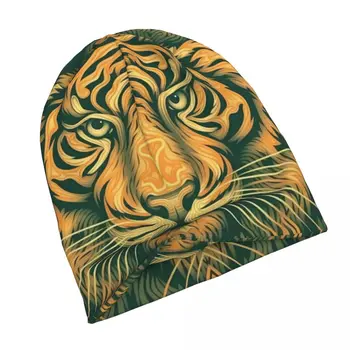 Тонкая шапочка с изображением Тигра, Неоновые Волнистые линии, Летняя вязаная шапка, Винтажный Жесткий капюшон