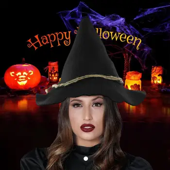 Удобная шляпа ведьмы, шляпа ведьмы на Хэллоуин, черная шляпа ведьмы для маскарада на Хэллоуин, косплей, костюм волшебника с широкими полями