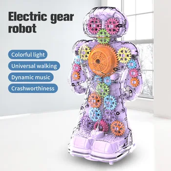 Умный Мигающий Свет и Музыка Электрический Робот 22 СМ С Автоматическим Управлением Прозрачный Робот Против Падения, Игрушки Для взаимодействия Родителей и Детей Для детей