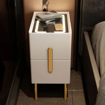 Умный прикроватный столик В спальне в современном стиле, мини-тумбочки с беспроводной зарядкой, динамик Bluetooth, Многофункциональный боковой шкаф