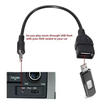 Универсальный 3,5-мм разъем для подключения аудиоразъема AUX к USB 2.0 Типа A, кабель-адаптер OTG-конвертера для чтения Mp3 с U-диска