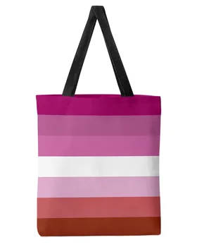 Флаг сексуальной ориентации, лесбиянка, женская сумка-тоут большой емкости для покупок, многоразовые студенческие сумки на плечо, Женская леди