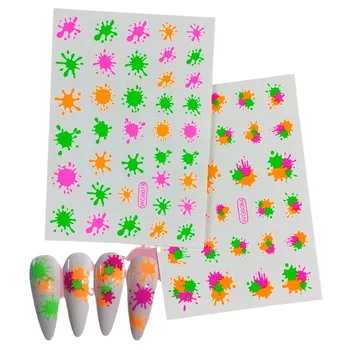 Флуоресцентные наклейки для ногтей с водой, декоративные наклейки для конфет, сделанные своими руками, с тиснением на клейкой основе  