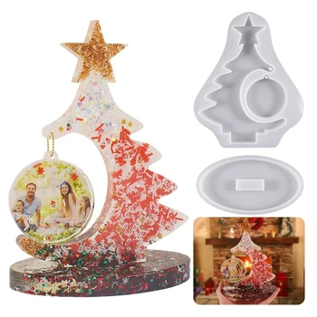Хрустальная Рождественская елка, Фоторамка, набор силиконовых форм с основанием, форма для литья из смолы 