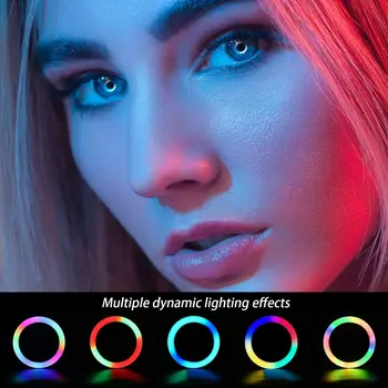 Цветная RGB Лампа с мягким кольцевым Освещением Круглая Лампа с настольным длинным Рычагом Штатив для планшета Держатель телефона Подставка Для фотосъемки Selfie RingLight