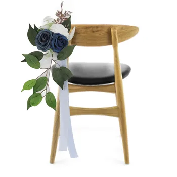 Цветок на спинке свадебного стула, искусственный, реалистичный, полной формы, Многослойный, Элегантная роза, украшение спинки стула для свадебной вечеринки