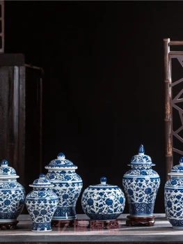 Цзиндэчжэньский фарфор, антикварный синий и белый фарфор, общий горшок, Бо, старинная рамка, предметы декора, артефакт для дома