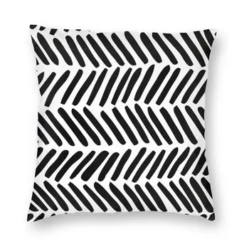 Черно-белая абстрактная наволочка в елочку с квадратным геометрическим рисунком, наволочка для дивана