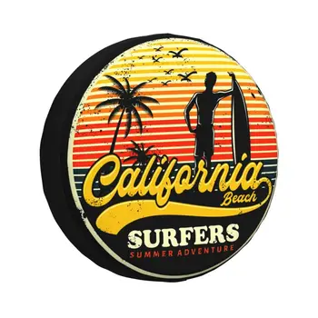 Чехол для Запасного Колеса California Surfer для Prado Pajero Jeep Summer Beach Surfing 4WD 4x4 RV Защита Колес Автомобиля 14 