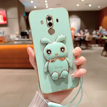 Чехол для телефона Huawei Mate 10 Pro с роскошным квадратным держателем в виде кролика с крышкой для телефона Landyard