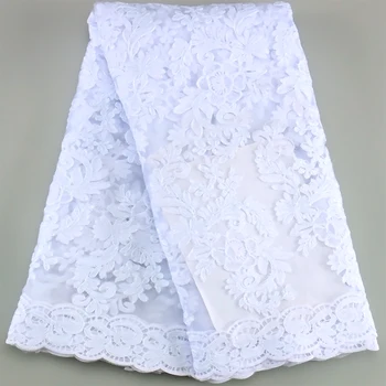 Чистый белый Французский Тюль Кружевная Вышивка Африканские Блестки Кружевная Ткань 2023 Высокое Качество Нигерийское Свадебное Платье Для Вечеринок Пошив