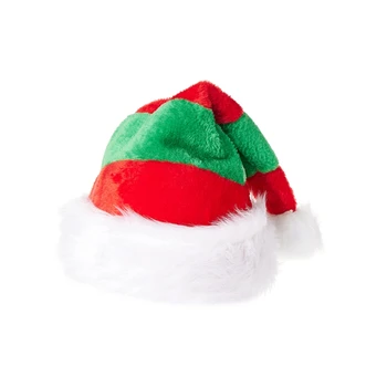 Шапки Санта-Клауса для взрослых и детей, пушистая бархатная рождественская шапка эльфа с меховой отделкой, принадлежности для праздничных вечеринок на Новый год