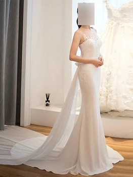 Элегантные женские вечерние платья-русалки С аппликацией, придворный шлейф, свадебные платья для официальных мероприятий, Vestido De Noiva robe de mariée