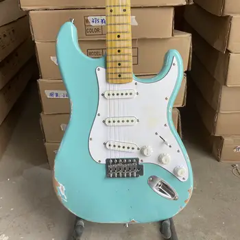 Электрогитара Relic ST небесно-голубого цвета Корпус из ольхи, гриф из клена, высококачественная гитара, бесплатная доставка