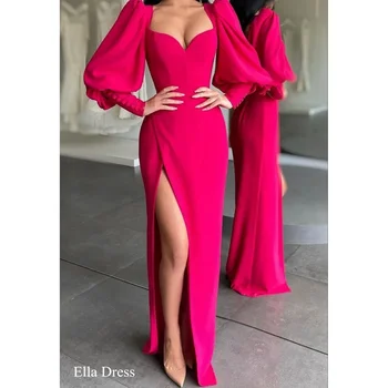 Элла, розовое вечернее платье, ярко-розовое вечернее платье, розовое платье для помолвки с длинным разрезом спереди, розовое платье для выпускного вечера, розовое свадебное платье maxi s