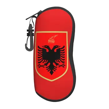 Эмблема Албании Футляр для очков Eagle Shell Для мужчин и женщин, милый албанский футляр для патриотических очков, футляр для солнцезащитных очков, футляр для очков