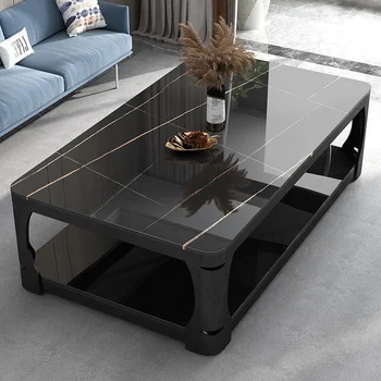 Эстетичный журнальный столик с выдвижным ящиком, винтажные черные квадратные журнальные столики для хранения, минималистичная мебель для гостиной, вспомогательная мебель для салона Mesa