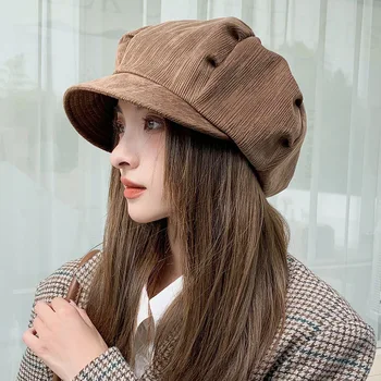 Японская женская весенне-осенняя шляпа художника, однотонный модный берет в стиле ретро, теплая повседневная универсальная восьмиугольная кепка Boina Casquette