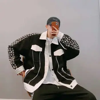 Японский уличный свободный топ в стиле хип-хоп, пара осенних повседневных брюк, рабочая одежда с большим карманом, пальто, Верхняя мужская одежда