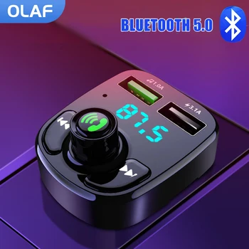 Автомобильный Bluetooth 5.0 FM-Передатчик Быстрое Автомобильное Зарядное Устройство С Двумя USB-устройствами Красочный Автомобильный Комплект Громкой Связи Mp3-плеер Поддержка TF-карты флэш-накопитель