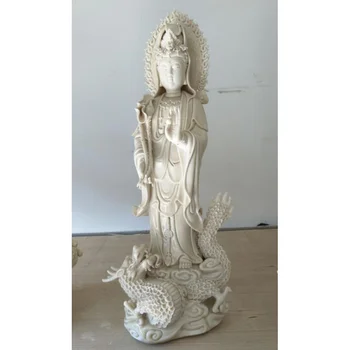 Антикварная фарфоровая статуэтка / скульптура QingDynasty, Будда из Печи ДэХуа, с клеймом, Поделки ручной работы, Украшения, Коллекция и Приукрашивание
